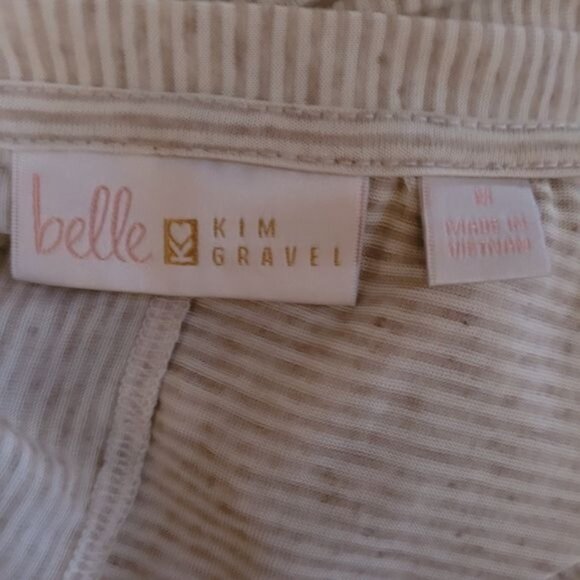 Women's Bell Kim Gravel Top Beige White Stripe Striped Medium Front Tie … - Picture 7 of 8